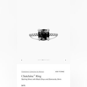 DAVID YURMAN Chatelaine Black Onyx Ring 8mm size 6